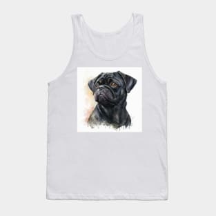 Black Pug Watercolour Style Painting Tank Top